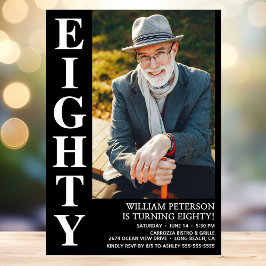 Moderne ACHTUNG Foto 80. Geburtstagsparty Einladung