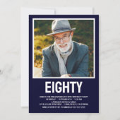 Moderne ACHTUNG Foto 80. Geburtstagsparty Einladung (Vorderseite)