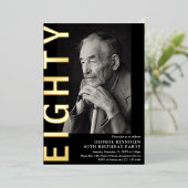 Moderne ACHTUNG Foto 80. Geburtstagsparty Folieneinladung (Stehend vorne)