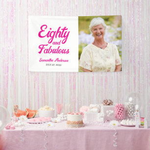 Moderne Achtzig und Fantastisch Rosa 80. Geburtsta Banner