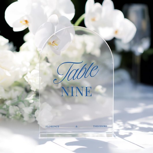 Moderne Acryl Blaue Hochzeit Tischnummer