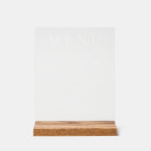 Moderne Acryl-Hochzeits-Menütafel Acrylschild (Vorderseite)