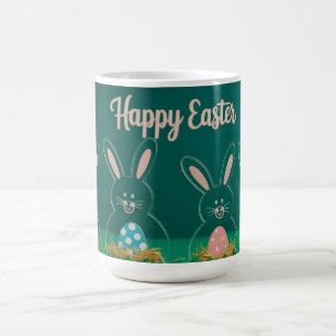 Moderne Acryl-Osterhasen-Dekorationen mit Eiern Kaffeetasse