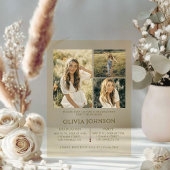 Moderne Acrylic 3-Foto-Abschluss-Ankündigung Acryleinladungen