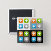 Moderne Additions-Math-Symbol glänzende gläserne I Button (Vorne & Hinten)