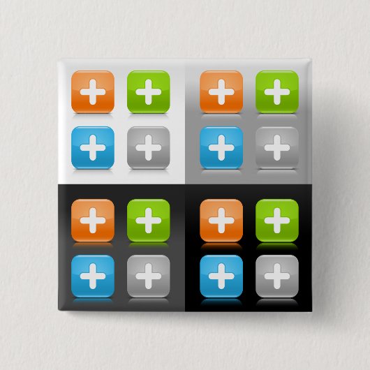 Moderne Additions-Math-Symbol glänzende gläserne I Button (Vorderseite)