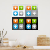 Moderne Additions-Math-Symbol glänzende gläserne I Poster (Küche)
