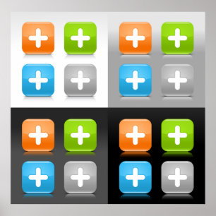 Moderne Additions-Math-Symbol glänzende gläserne I Poster