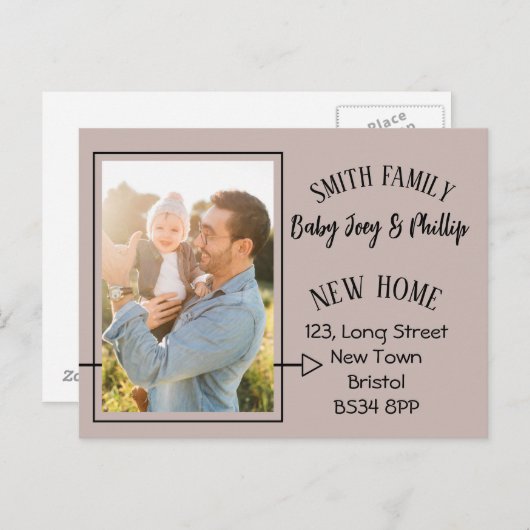 Moderne Adressenänderung Foto Postkarte (Vorne/Hinten)