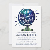 Moderne Adventure Travel Globe Baby Dusche Einladung (Vorderseite)