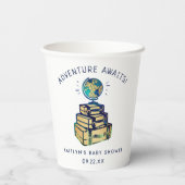 Moderne Adventure Travel Globe Baby Dusche Pappbecher (Rückseite)