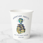 Moderne Adventure Travel Globe Baby Dusche Pappbecher (Vorderseite)