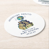 Moderne Adventure Travel Globe Baby Dusche Runder Pappuntersetzer (Angewinkelt)