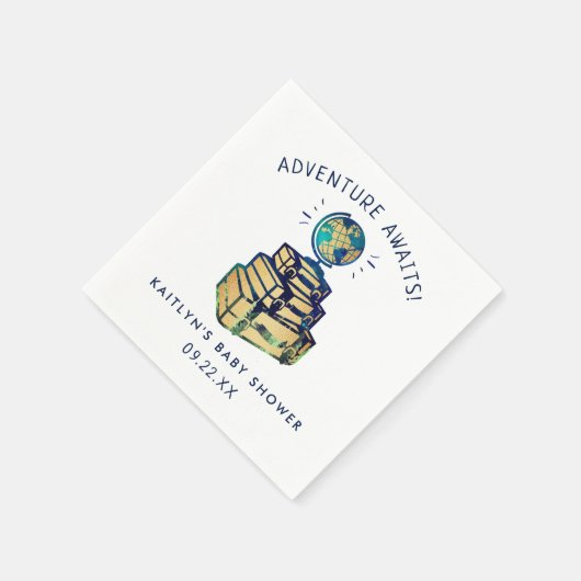 Moderne Adventure Travel Globe Baby Dusche Serviette (Ecke)
