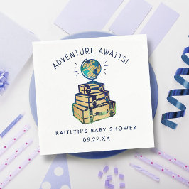 Moderne Adventure Travel Globe Baby Dusche Serviette