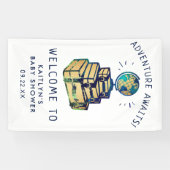 Moderne Adventure Travel Globe Baby Dusche Willkom Banner (Horizontal)