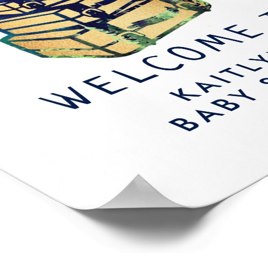 Moderne Adventure Travel Globe Baby Dusche Willkom Poster (Ecke)