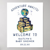 Moderne Adventure Travel Globe Baby Dusche Willkom Poster (Vorne)