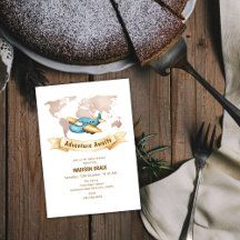 Moderne Adventure World Map Airplane Babydusche