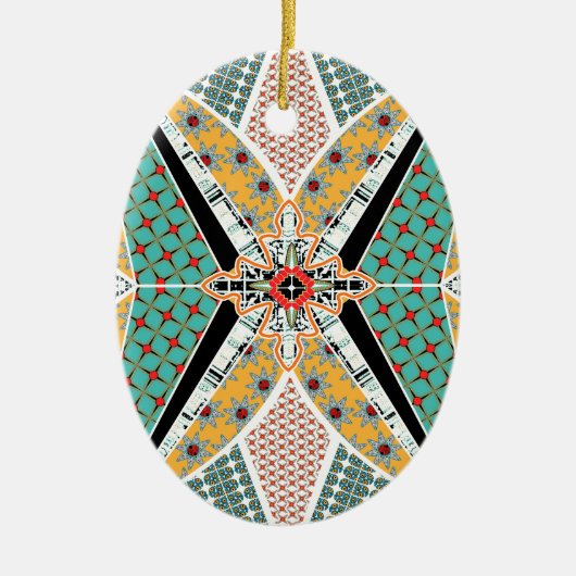 Moderne Afrika-Mitte-vibrierendes Muster Keramik Ornament (Vorne)
