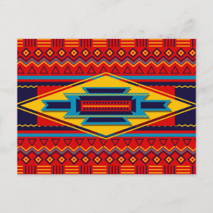 Moderne afrikanische Art Gods Eye Muster Rot Gelb Postkarte