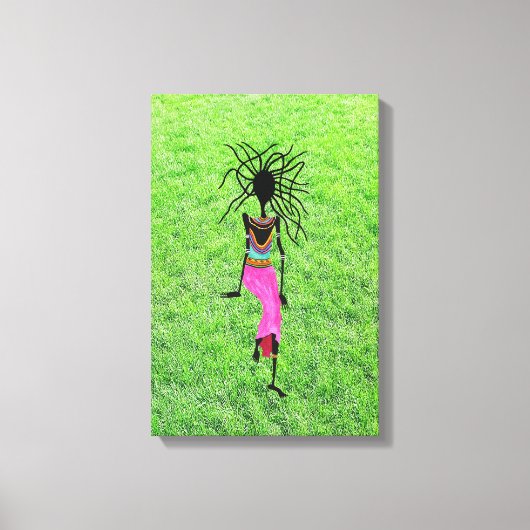 Moderne afrikanische Kunst, Phantastischer Frauenk Leinwanddruck (Vorderseite)