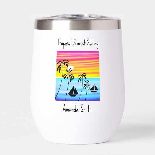 Moderne afrikanische Kunst, tropisches Sonnenunter (Vorderseite)