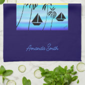 Moderne afrikanische Kunst, tropisches Sonnenunter Geschirrtuch (Gefaltet)