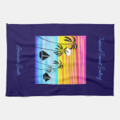 Moderne afrikanische Kunst, tropisches Sonnenunter Geschirrtuch (Horizontal)