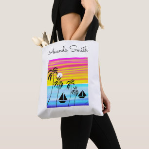 Moderne afrikanische Kunst, tropisches Sonnenunter Tasche