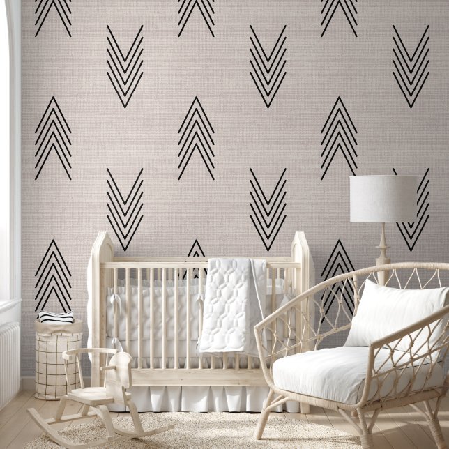 Moderne afrikanische Mudcloth Beige Tapete (Kinder)