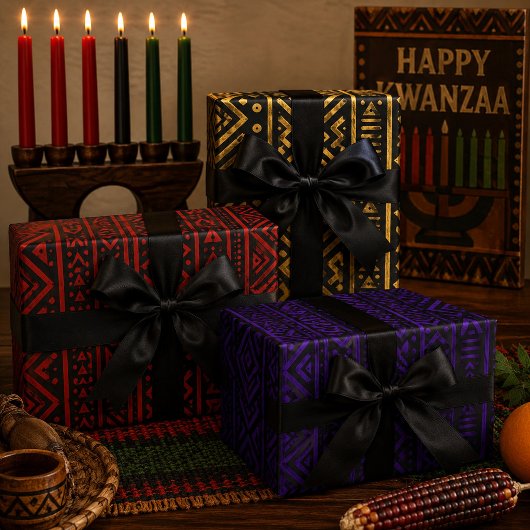 Moderne afrikanische Mudcloth-Inspiration Geschenkpapier Set