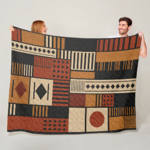 Moderne afrikanische Mudcloth-Sherpa-Decke Deko Fleecedecke