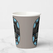 Moderne afrikanische Stammesmaske in Grau Blau Pappbecher (Links)