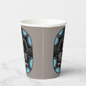 Moderne afrikanische Stammesmaske in Grau Blau Pappbecher (Rechts)