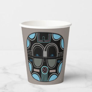 Moderne afrikanische Stammesmaske in Grau Blau Pappbecher