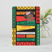 Moderne afroamerikanische Mädchen Geburtstagsparty Einladung (Stehend Vorderseite)