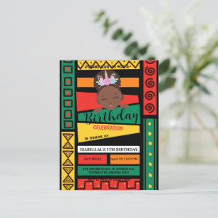 Moderne afroamerikanische Mädchen Geburtstagsparty Postkarte