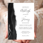 Moderne Agate Black Silver Wedding Einladung
