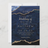 Moderne Agate Blue Wedding Einladung (Vorderseite)