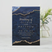 Moderne Agate Blue Wedding Einladung (Stehend Vorderseite)