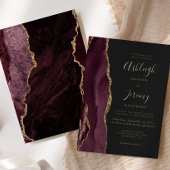 Moderne Agate Burgundy Red Gold Dark Wedding Folieneinladung