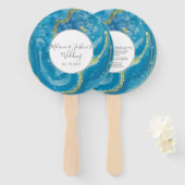 Moderne Agate Geodes Crytal Blue Gold Wedding Roun Fächer (Vorne und Hinten)