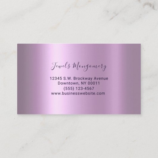 Moderne Agate Glitzer Lavendel Imitate Fossil Visitenkarte (Rückseite)
