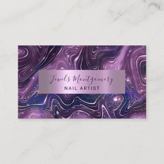 Moderne Agate Glitzer Lavendel Imitate Fossil Visitenkarte (Vorderseite)