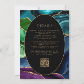 Moderne Agate Gold Oval Frame QR Code Hochzeit Einladung (Rückseite)