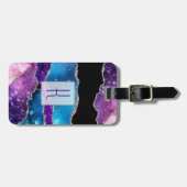 Moderne Agate Layered Galaxy Mit Monogramm Gepäckanhänger (Vorderseite horizontal)