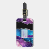 Moderne Agate Layered Galaxy Mit Monogramm Gepäckanhänger (Vorderseite vertikal)