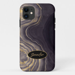 Moderne Agate Lila & Gold Crystal Personalize Case-Mate iPhone Hülle
