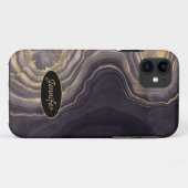 Moderne Agate Lila & Gold Crystal Personalize Case-Mate iPhone Hülle (Rückseite (Horizontal))